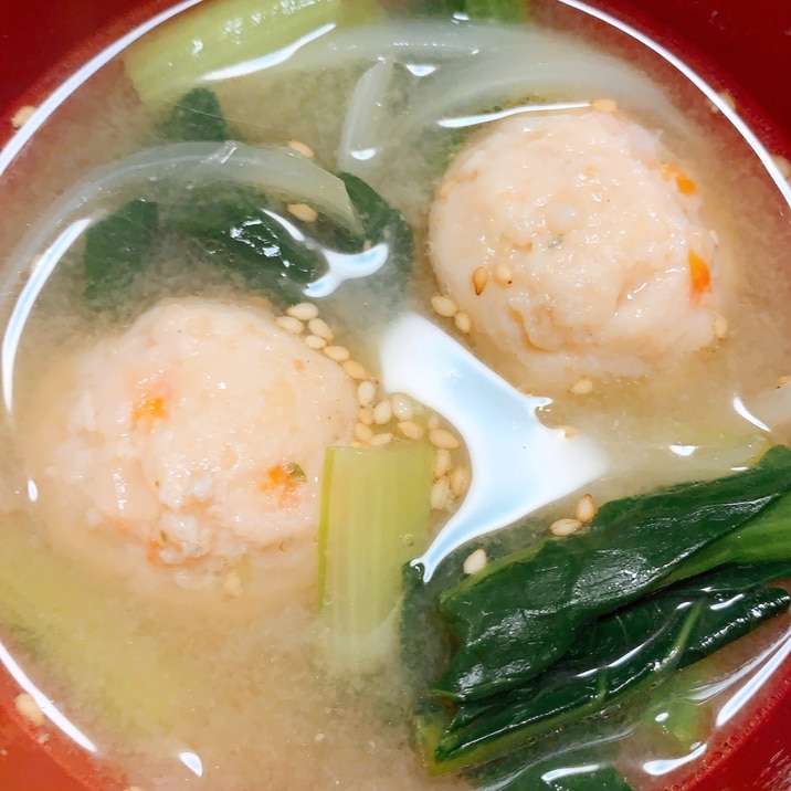 ネギと鶏つみれの生姜味噌スープ